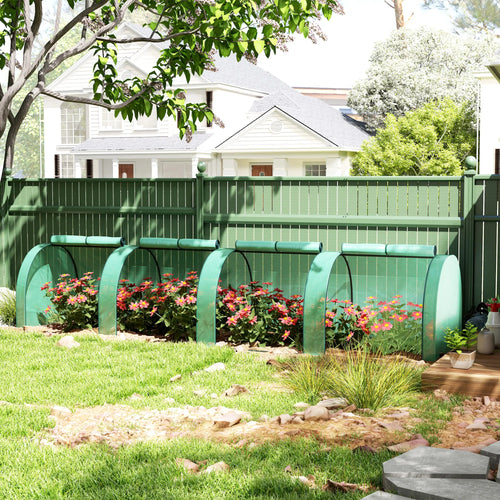 13' x 3.3' x 2.6' Mini Tunnel Greenhouse, PE Cover, Steel Frame, Zipped Doors, Green