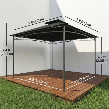 10' x 10' Gazebo, Soft Top, 2-Tier Roof, Metal Frame, Black Gazebos at Gallery Canada