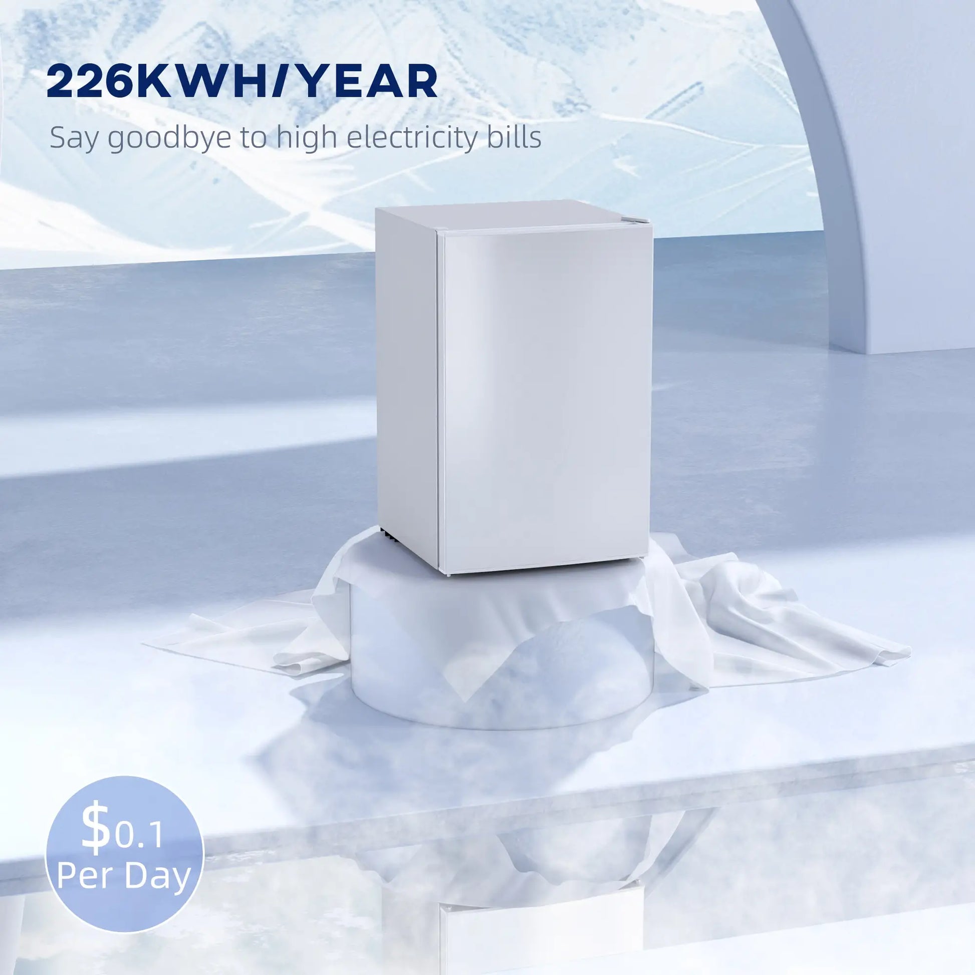 4.5 Cu Ft Mini Fridge with Freezer, Wheels, Adjustable Thermostat, White Small Kitchen Appliances at Gallery Canada