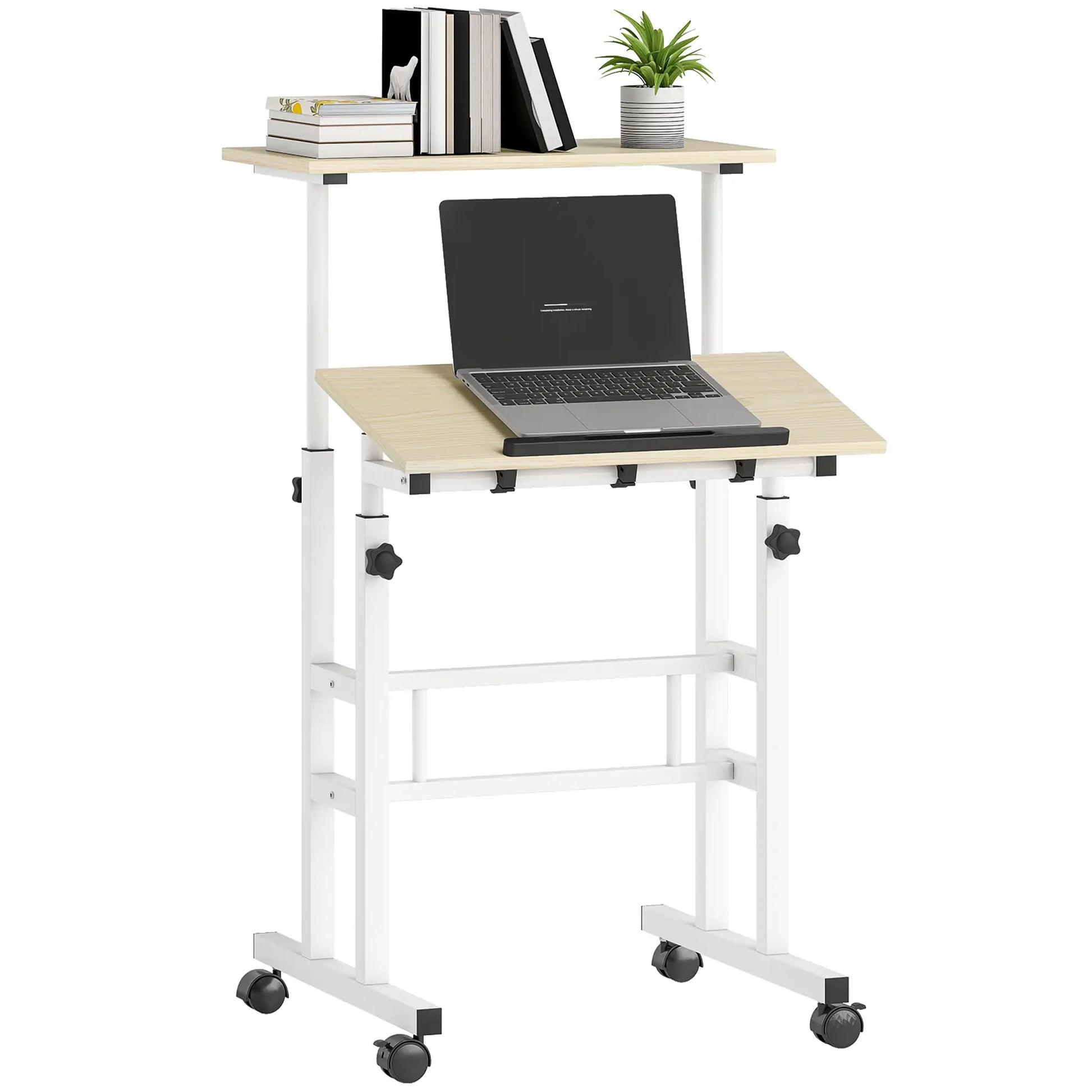 Height Adjustable Standing Desk with Wheels, Natural Computer Desks at Gallery Canada
