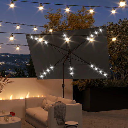 6.5x10ft Dark Grey Tilt Aluminum Patio Umbrella, Solar Powered LEDs, Dark Grey Sun Umbrellas at Gallery Canada