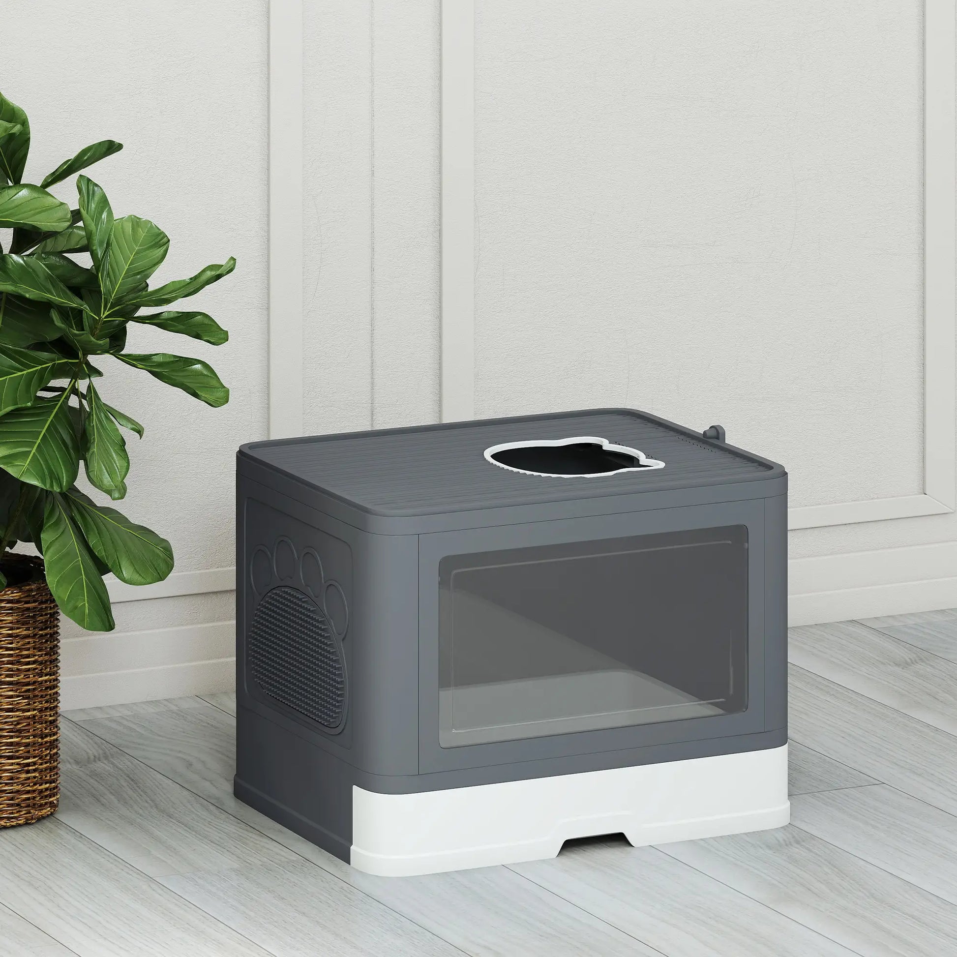 Cat Litter Box, Front Enter Top Exit, Pull Out Tray, Easy Clean, Grey Cat Litter Box Enclosures at Gallery Canada