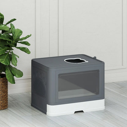 Cat Litter Box, Front Enter Top Exit, Pull Out Tray, Easy Clean, Grey Cat Litter Box Enclosures at Gallery Canada