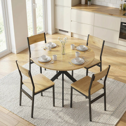 39" Dining Table, Round Kitchen Table, Steel Legs, Wood Grain, Brown Dining Tables at Gallery Canada
