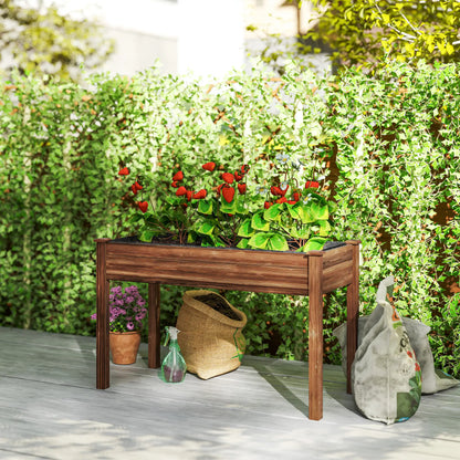 48" x 22" x 30" Jardinière surélevée en bois pour patio, carbonisée