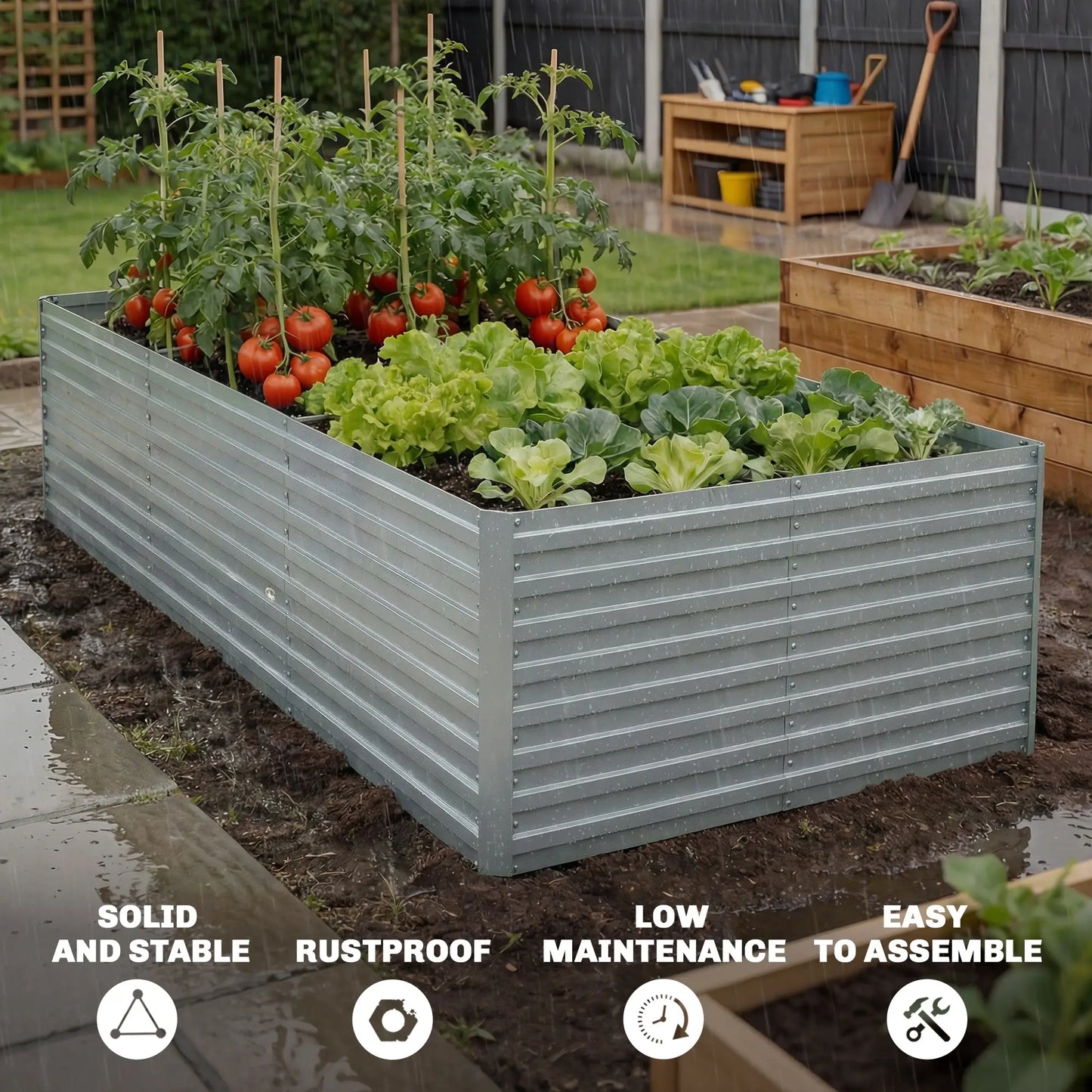8' x 4' x 2' Raised Garden Bed, Galvanized Planter Box, Silver Galvanized Planter Boxes at Gallery Canada