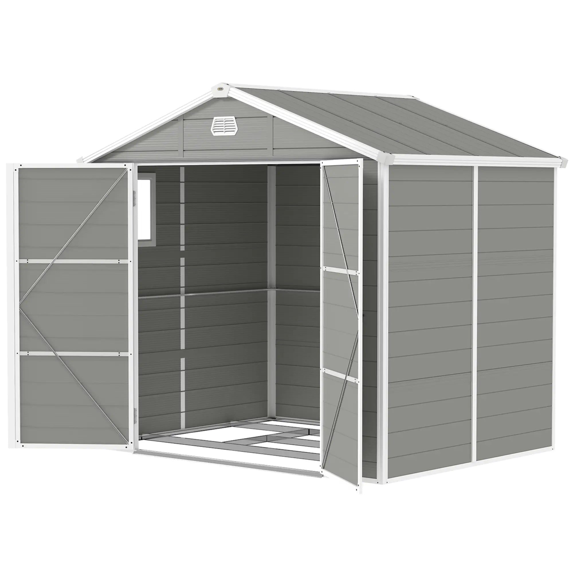 8' x 6' Plastic Garden Storage Shed, Light Grey Sheds Light Grey at Gallery Canada