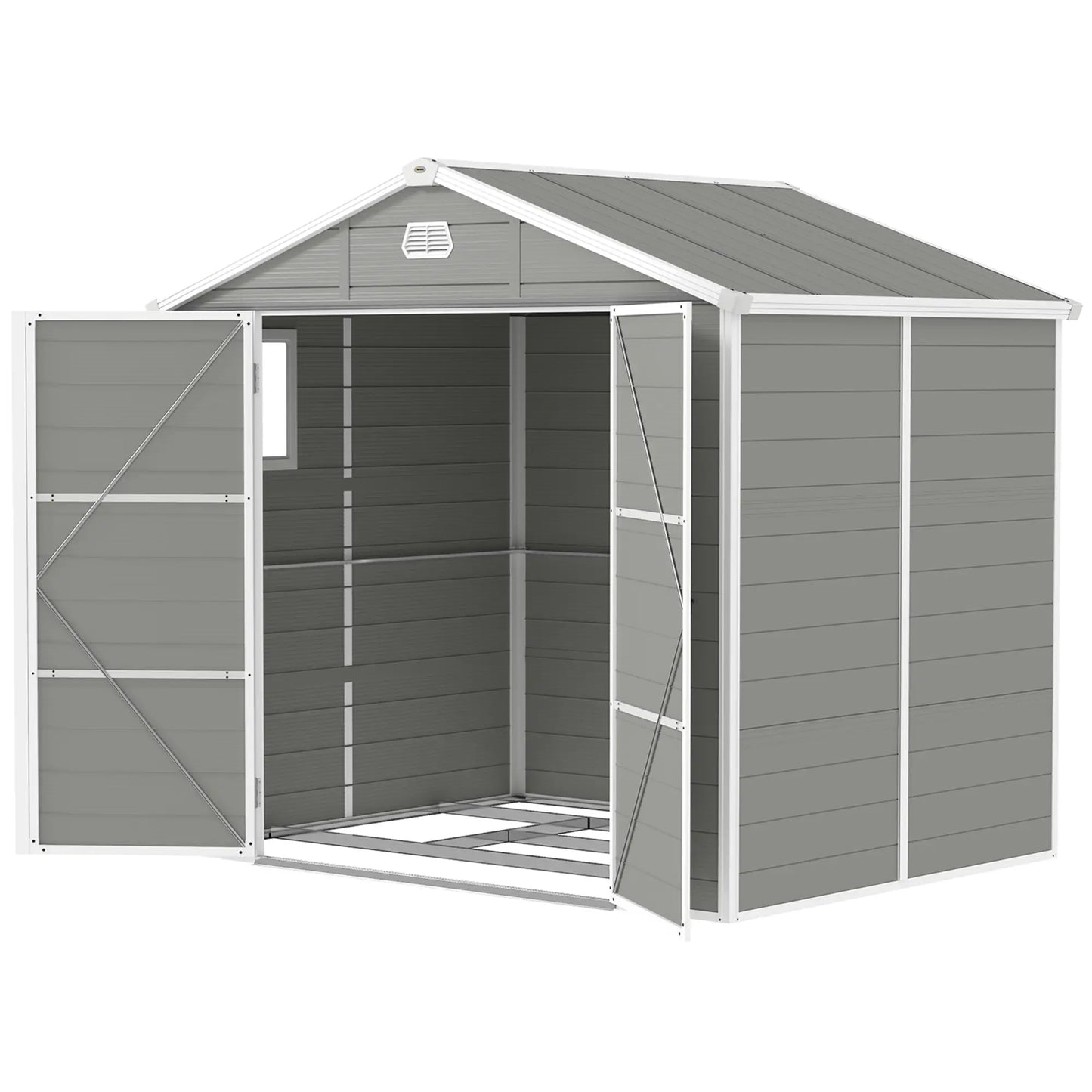 8' x 6' Plastic Garden Storage Shed, Light Grey Sheds Light Grey at Gallery Canada