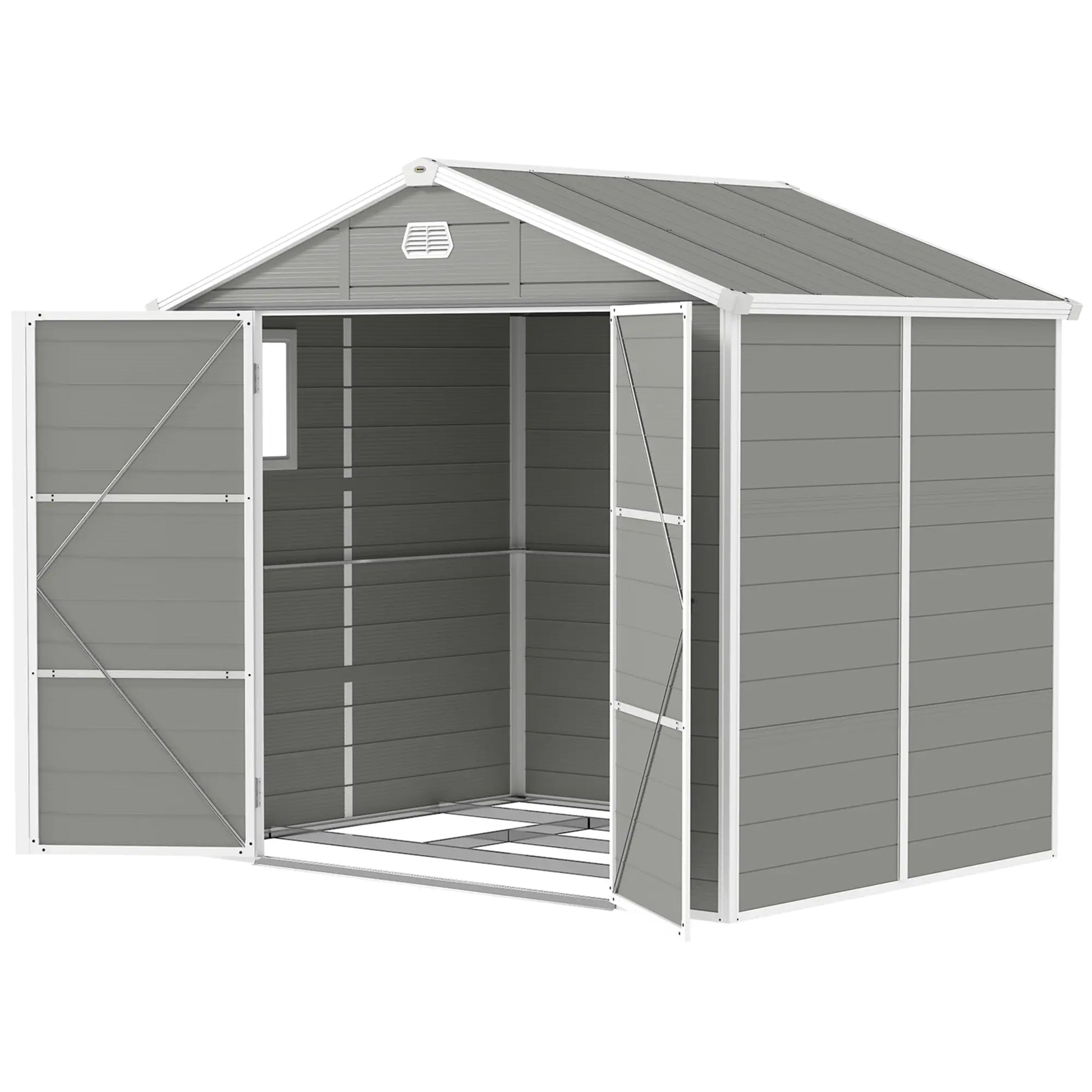 8' x 6' Plastic Garden Storage Shed, Light Grey Sheds Light Grey at Gallery Canada