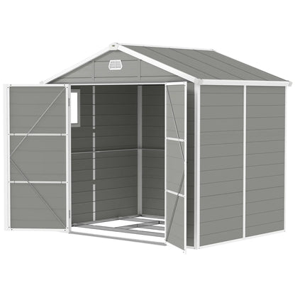 8' x 6' Plastic Garden Storage Shed, Light Grey Sheds Light Grey at Gallery Canada