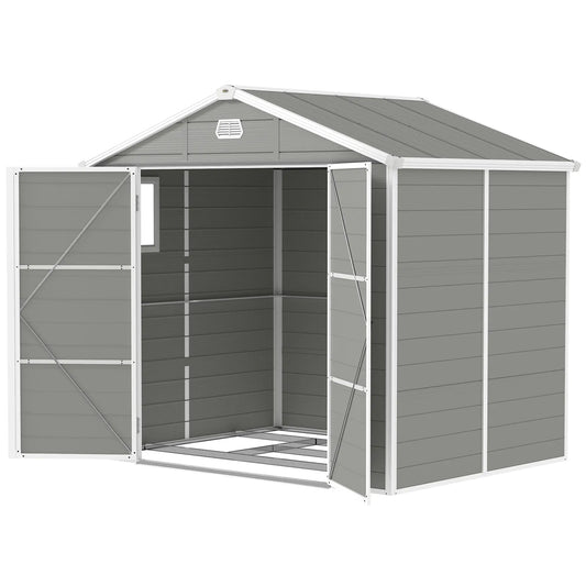 8' x 6' Plastic Garden Storage Shed, Light Grey Sheds Light Grey at Gallery Canada