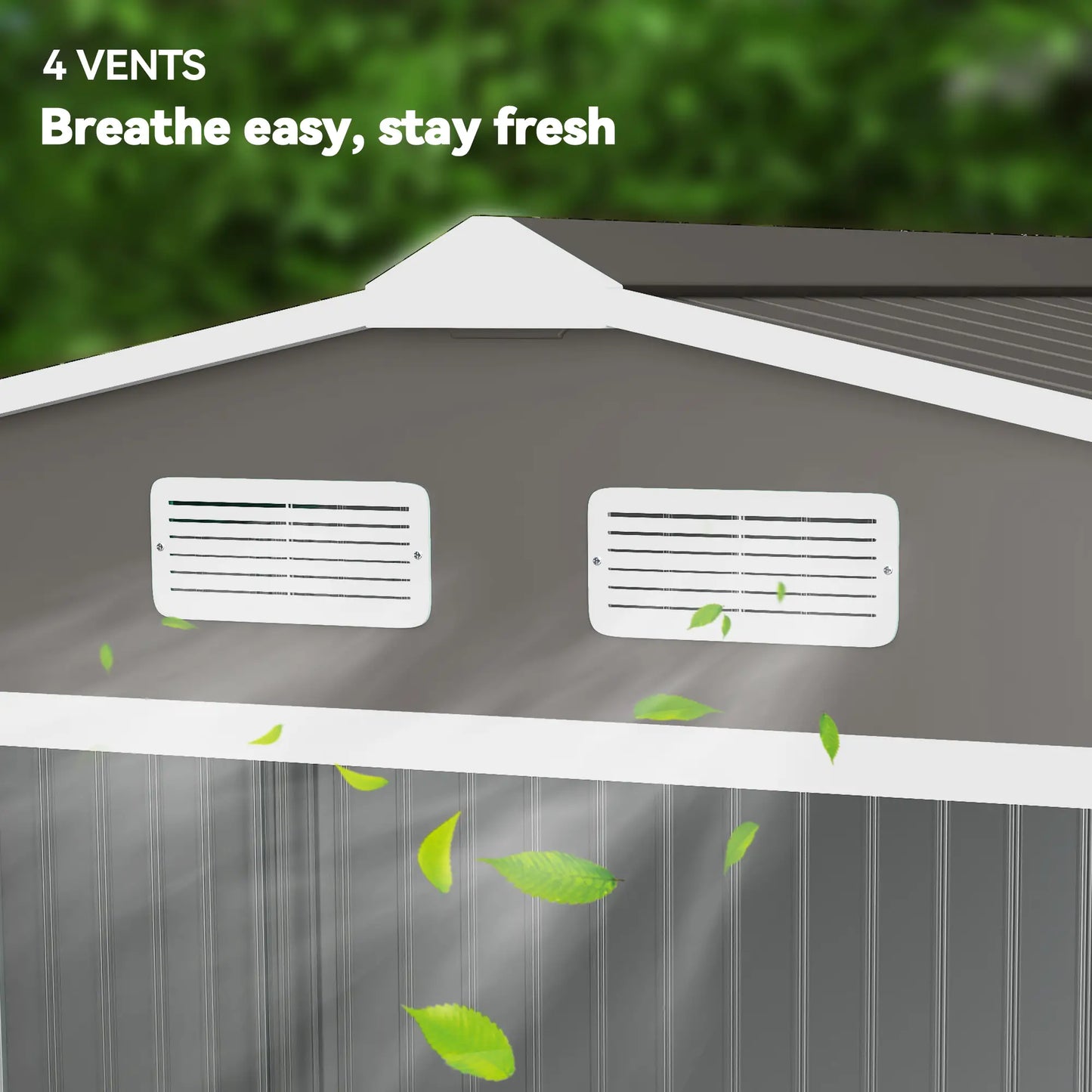 9x6 Galvanized Steel Garden Shed, Double Doors, Foundation Kit, Grey Sheds at Gallery Canada