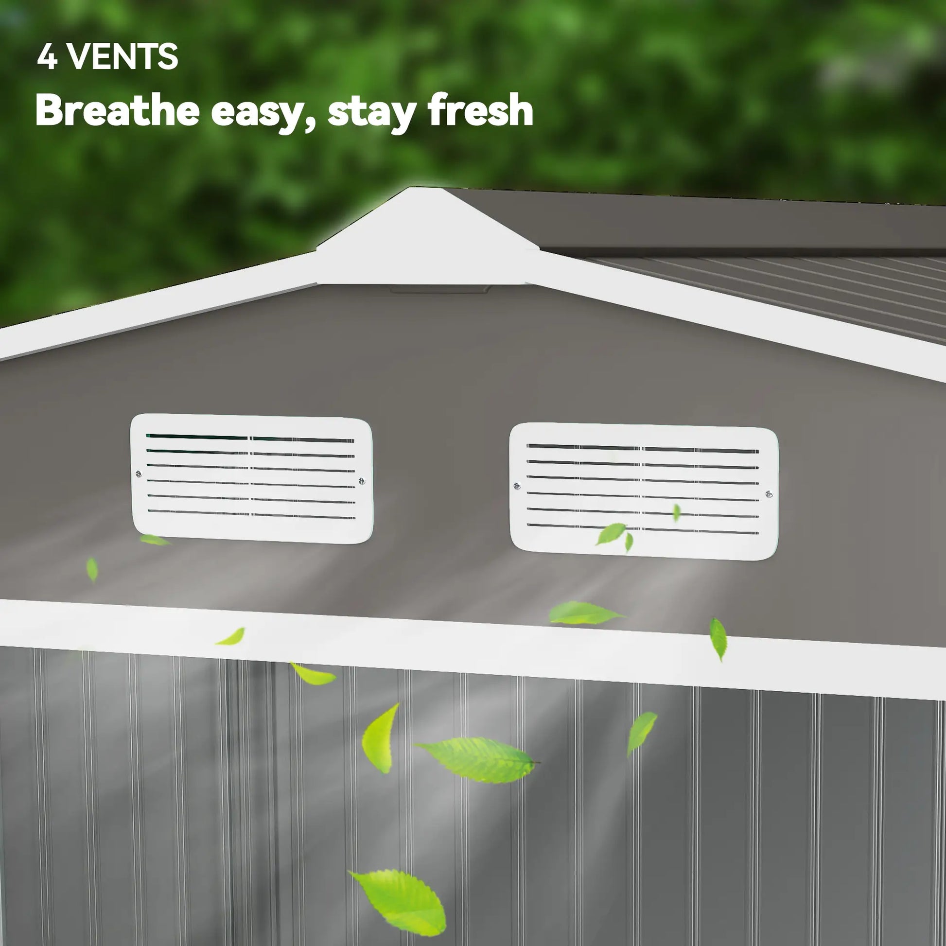 9x6 Galvanized Steel Garden Shed, Double Doors, Foundation Kit, Grey Sheds at Gallery Canada