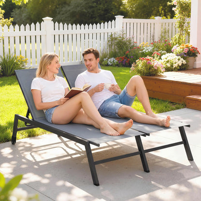 Chaise Lounge Chair For 2 Person, 5-Position Adjustable With Wheels Lounger Chairs at Gallery Canada