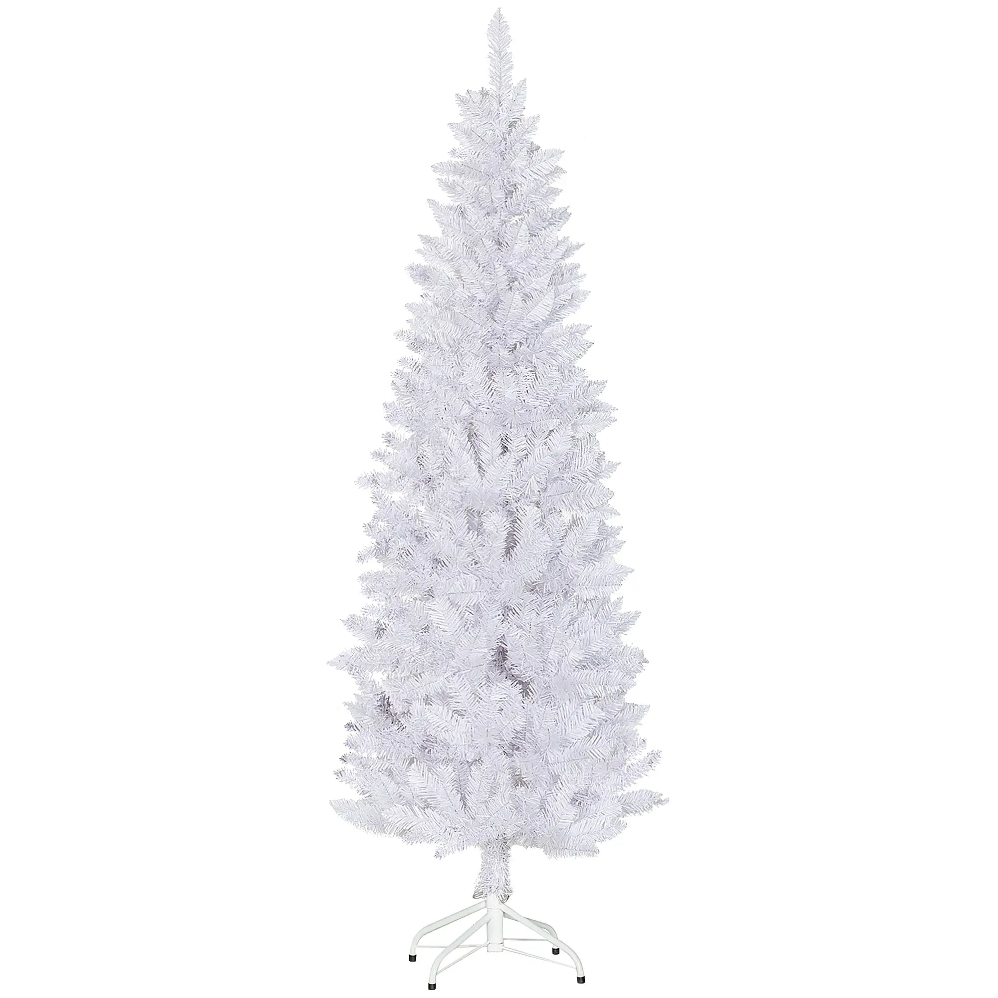6ft Pencil Artificial Christmas Tree, 479 Branch Tips, Steel Base, White Pencil Christmas Trees White at Gallery Canada