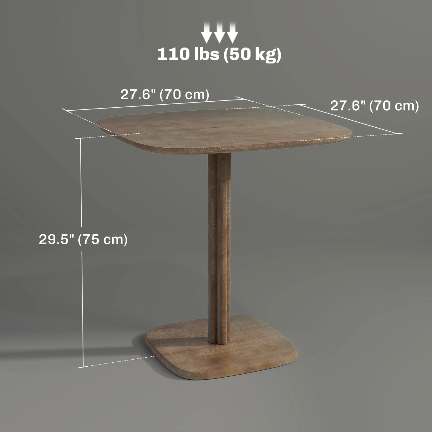 Modern Dining Table For 4, Wood-Effect Top, 27.6" x 27.6", Dark Brown Dining Tables at Gallery Canada