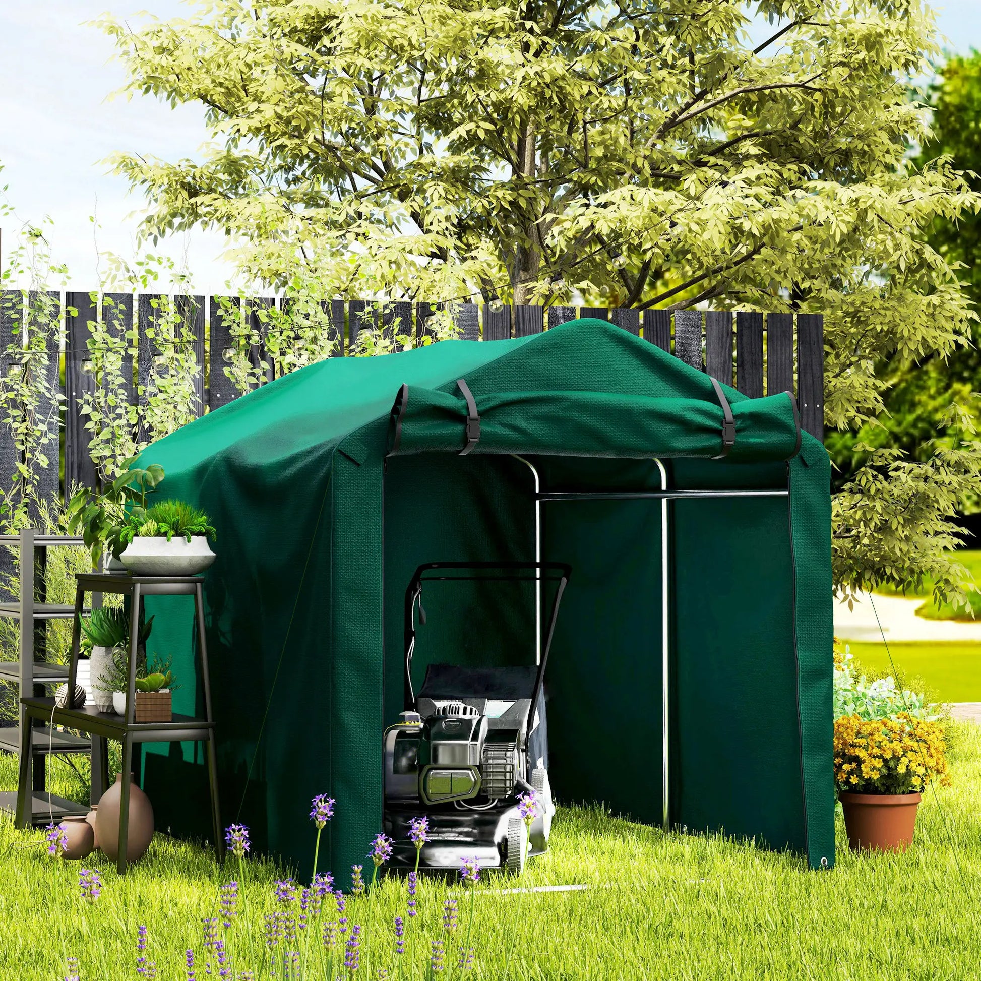 Outdoor Storage Shed, UV Resistant Bike Tent, Roll-up Door, Dark Green Sheds at Gallery Canada