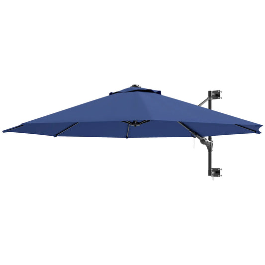 9.6 x 9.6 ft Wall Mounted Umbrella, Rotating Patio Parasol, Dark Blue Sun Umbrellas Charcoal Grey, Dark Blue at Gallery Canada