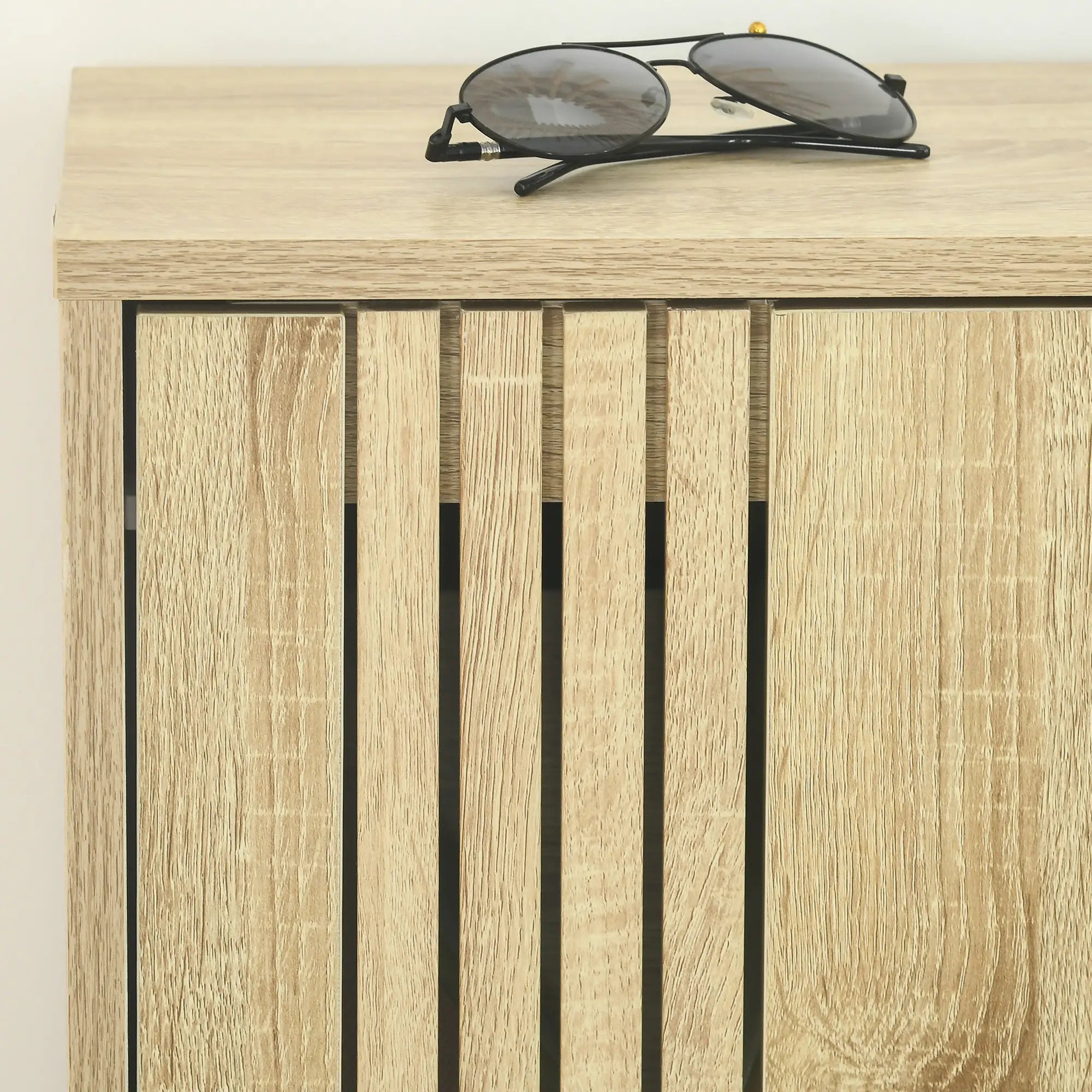 Shoe Storage Cabinet, 18 Pairs, 3 Flip Drawers, Adjustable Shelves, Oak Shoe Storage Cabinets & Racks at Gallery Canada