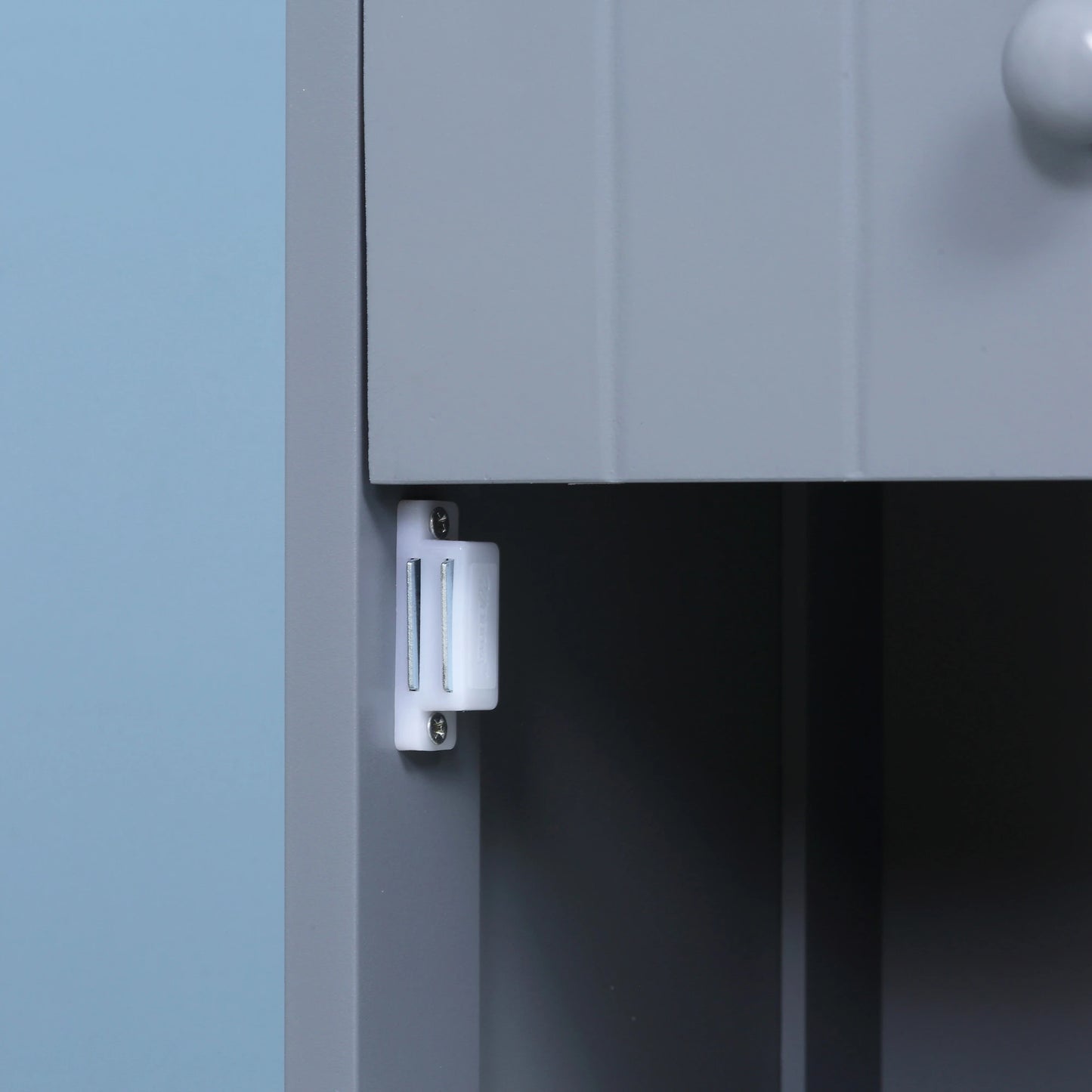 Tall Bathroom Storage Cabinet, 3-Tier Shelves with Drawer, Door, Grey Bathroom Cabinets at Gallery Canada