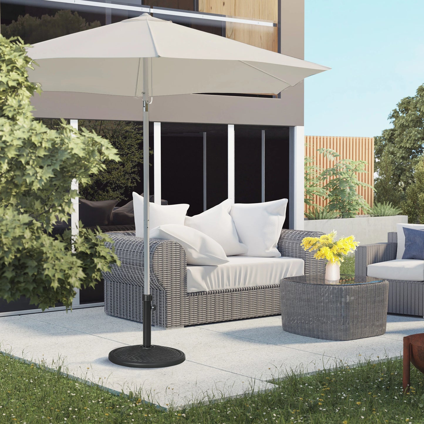 31lbs Concrete Umbrella Base, Round Outdoor Stand, Black Umbrella Bases at Gallery Canada