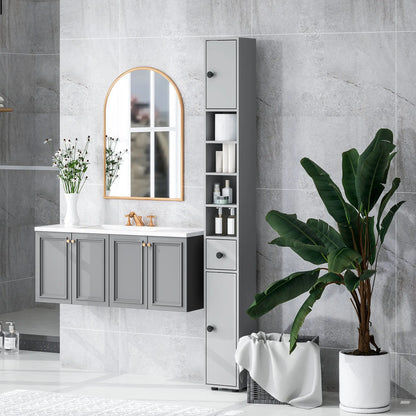 71" Tall Bathroom Cabinet, Narrow Toilet Paper Storage, 2 Door, Adjustable Shelves, Grey Bathroom Cabinets at Gallery Canada