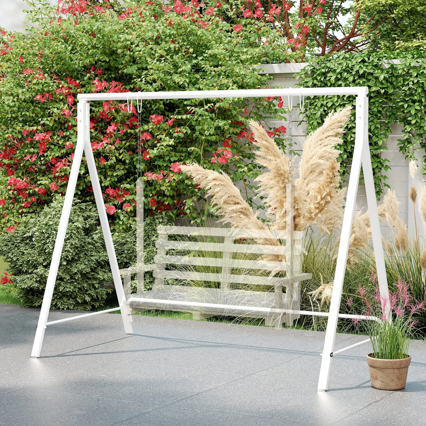 Metal Swing Stand, Hanging Chair Frame, 528 LBS, Backyard, Patio, Lawn, White Hammock Stands at Gallery Canada