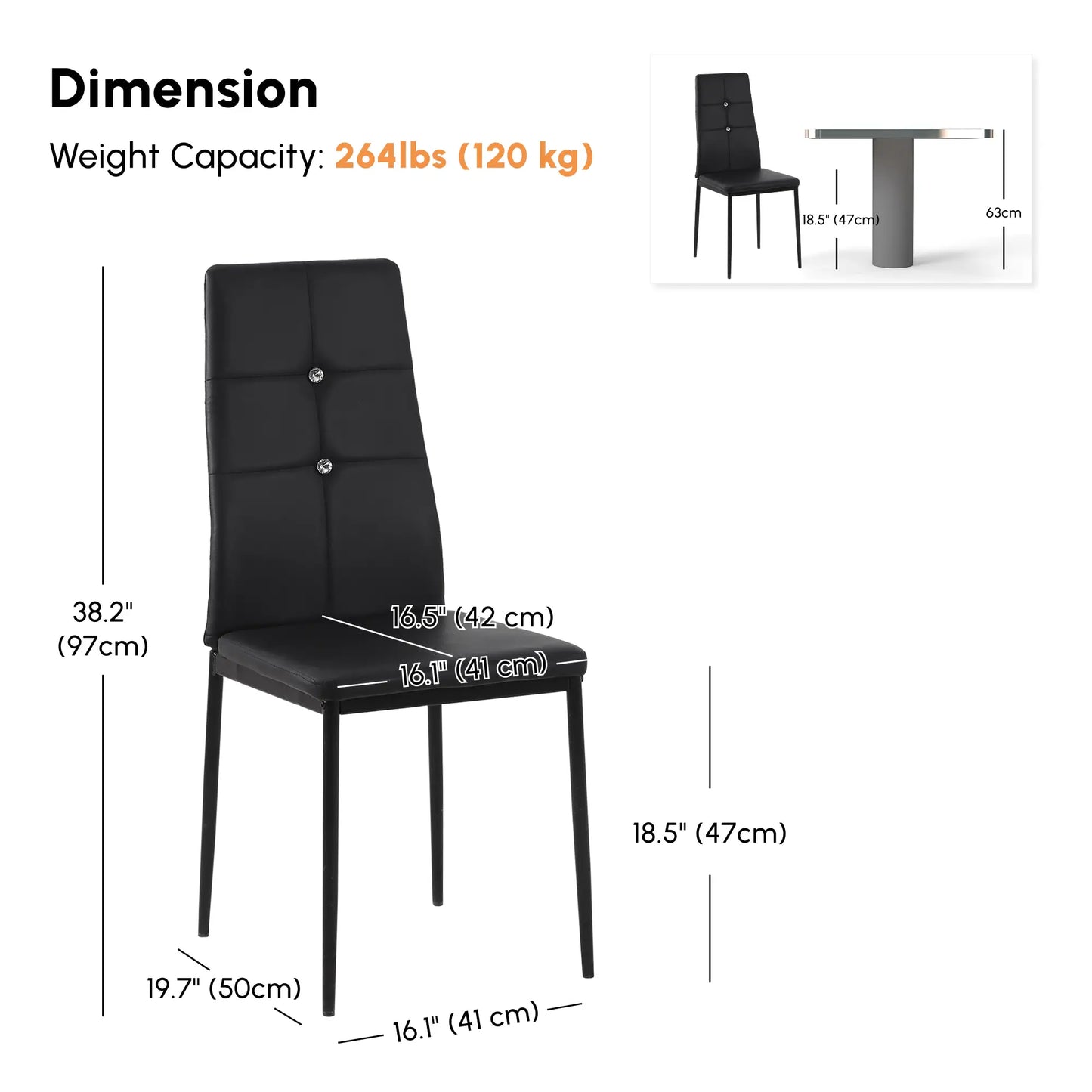 Modern Dining Chairs Set of 4, Upholstered High Back, Black Bar Stools at Gallery Canada