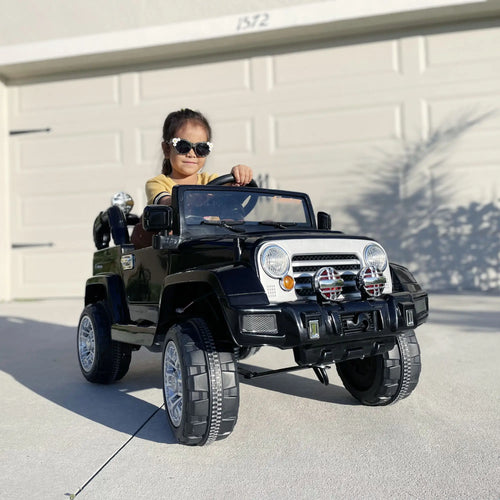 12V Kids Electric Toy Car, Jeep Power Wheels, Remote Control, Black