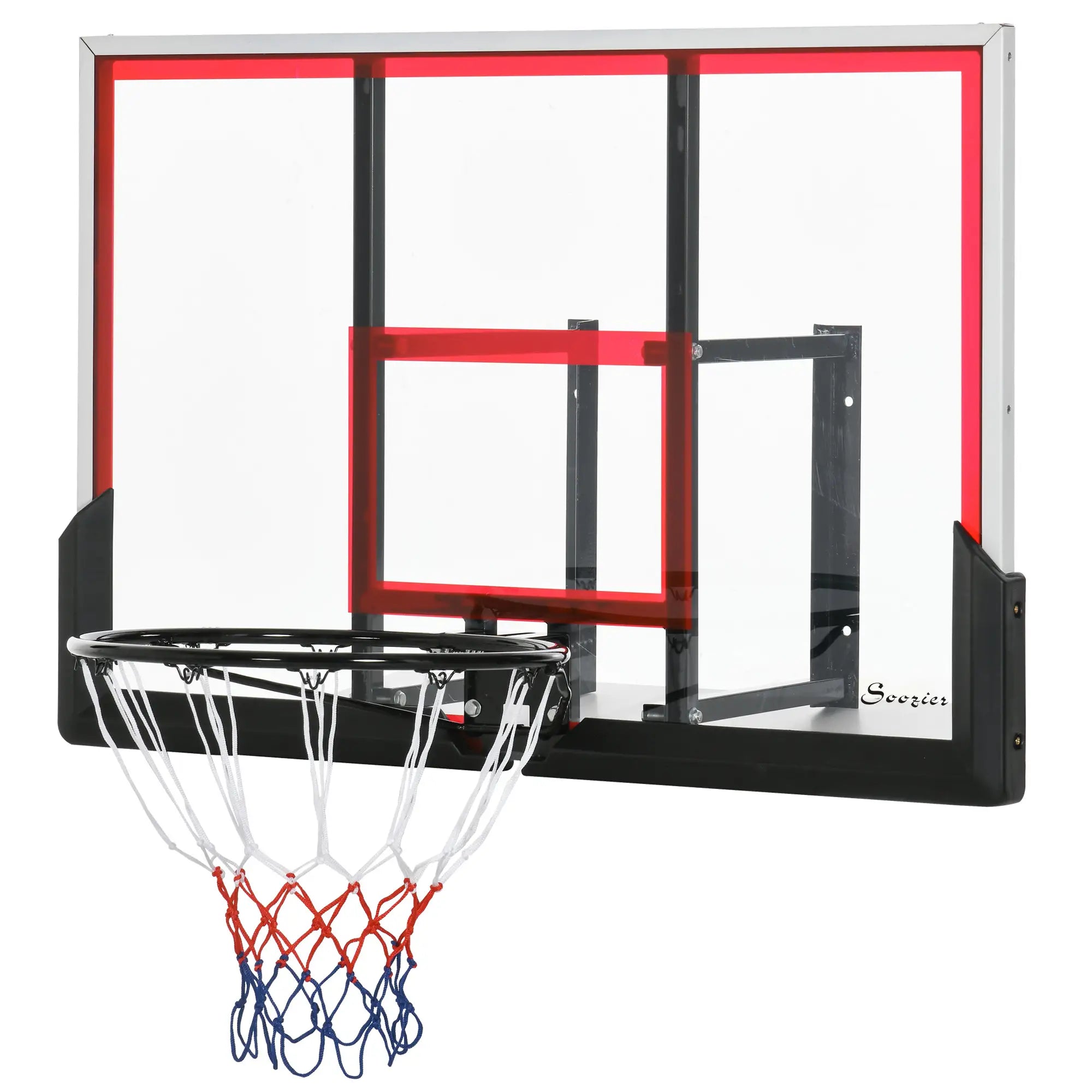 Wall Mounted Basketball Hoop, 43'' x 30'' Shatter Proof Backboard, Indoor Outdoor, Black Basketball at Gallery Canada