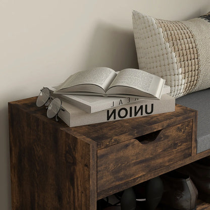 Upholstered Shoe Storage Bench, Seat, Drawer, 3 Shelves, Brown Shoe Storage Cabinets & Racks at Gallery Canada