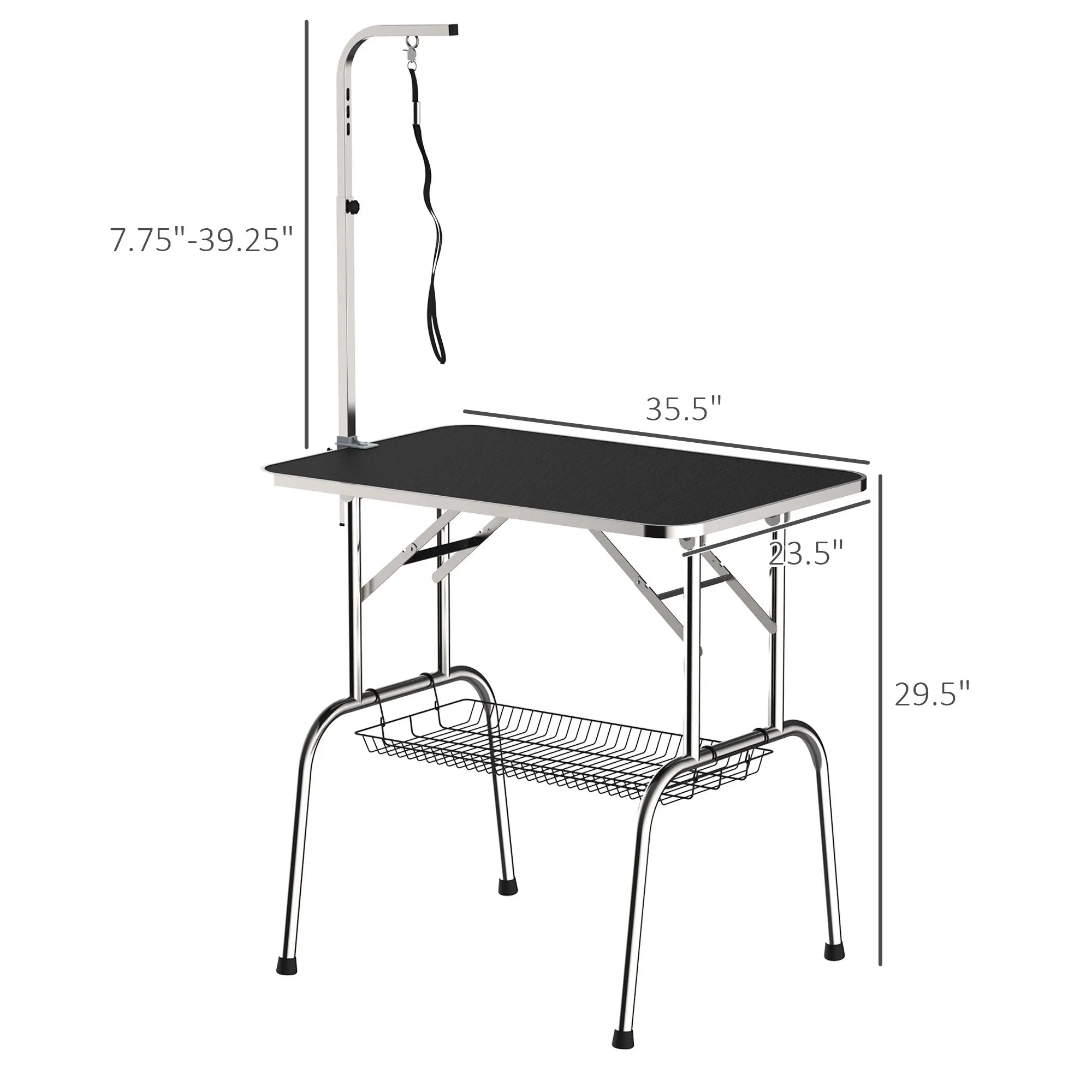 36-Inch Dog Grooming Table, Stainless Steel, Adjustable Arm, Basket Dog Grooming Tables at Gallery Canada