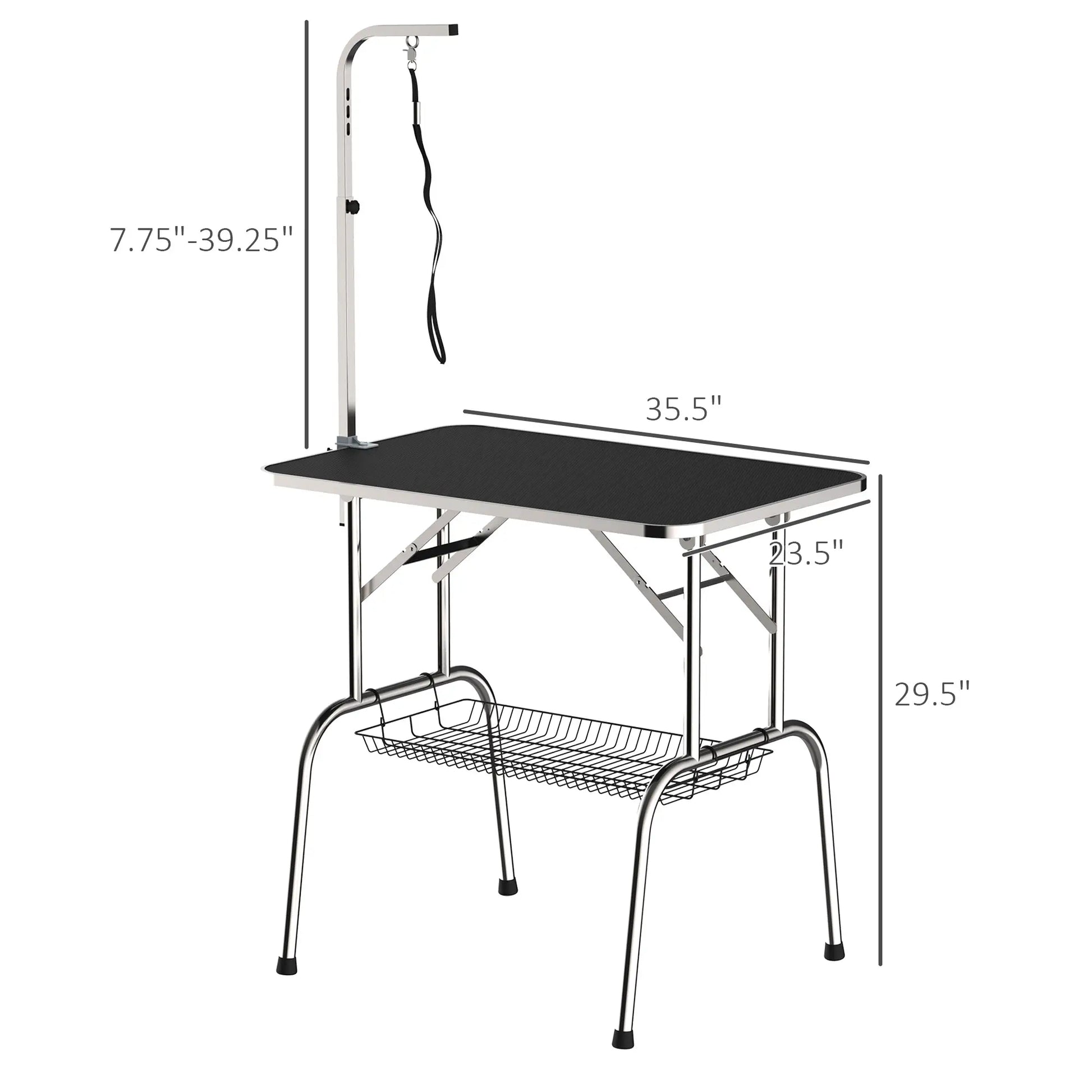 36-Inch Dog Grooming Table, Stainless Steel, Adjustable Arm, Basket Dog Grooming Tables at Gallery Canada