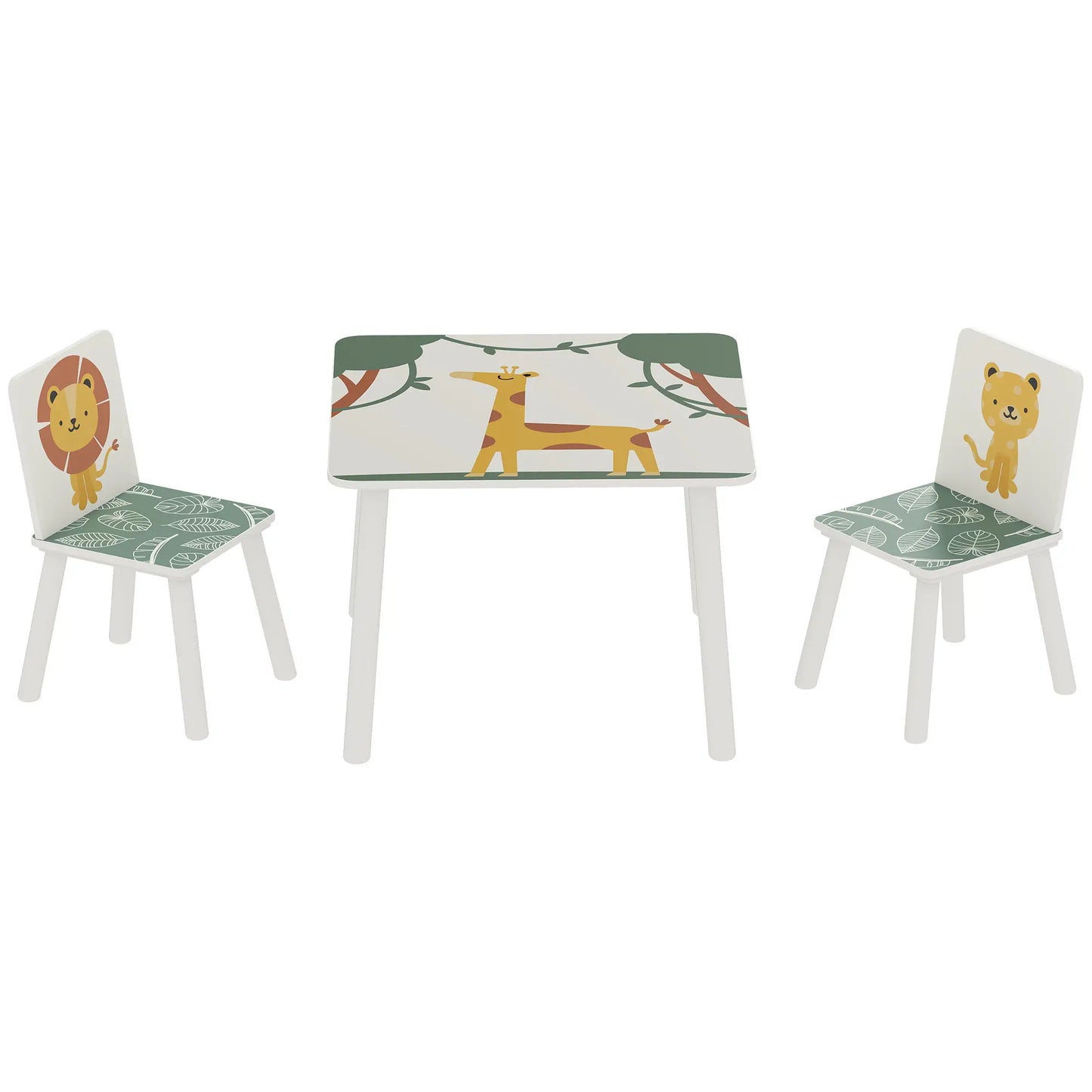 3-Piece Kids Table Chair Set Animal Pattern, Aged 3-8, Green Kids Table Sets Green at Gallery Canada