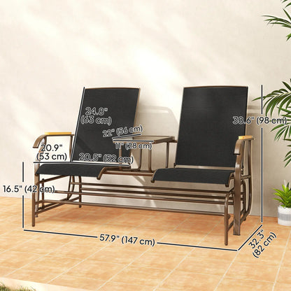 2-Person Outdoor Glider Bench, Steel Frame, Breathable Mesh, Table Outdoor Gliders at Gallery Canada