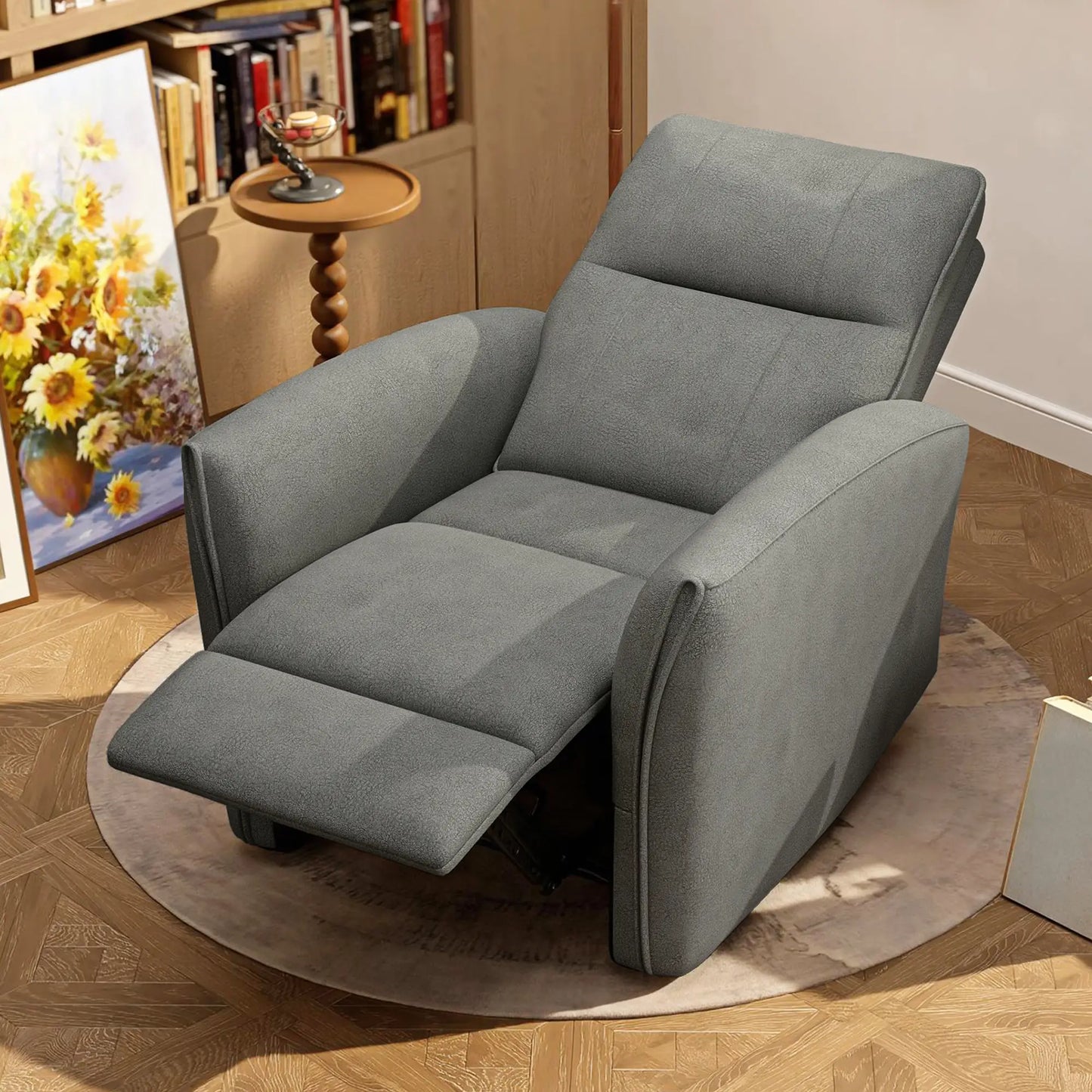 Fabric Recliner Chair, USB Ports, Footrest, Grey Sofas & Reclining Chairs at Gallery Canada