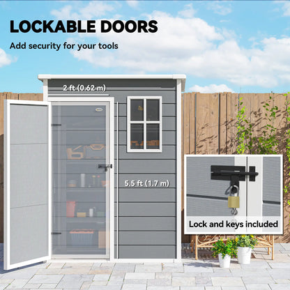 5 x 3FT Garden Shed, Outdoor Storage with Lockable Door, Window, Vent, Grey Sheds at Gallery Canada