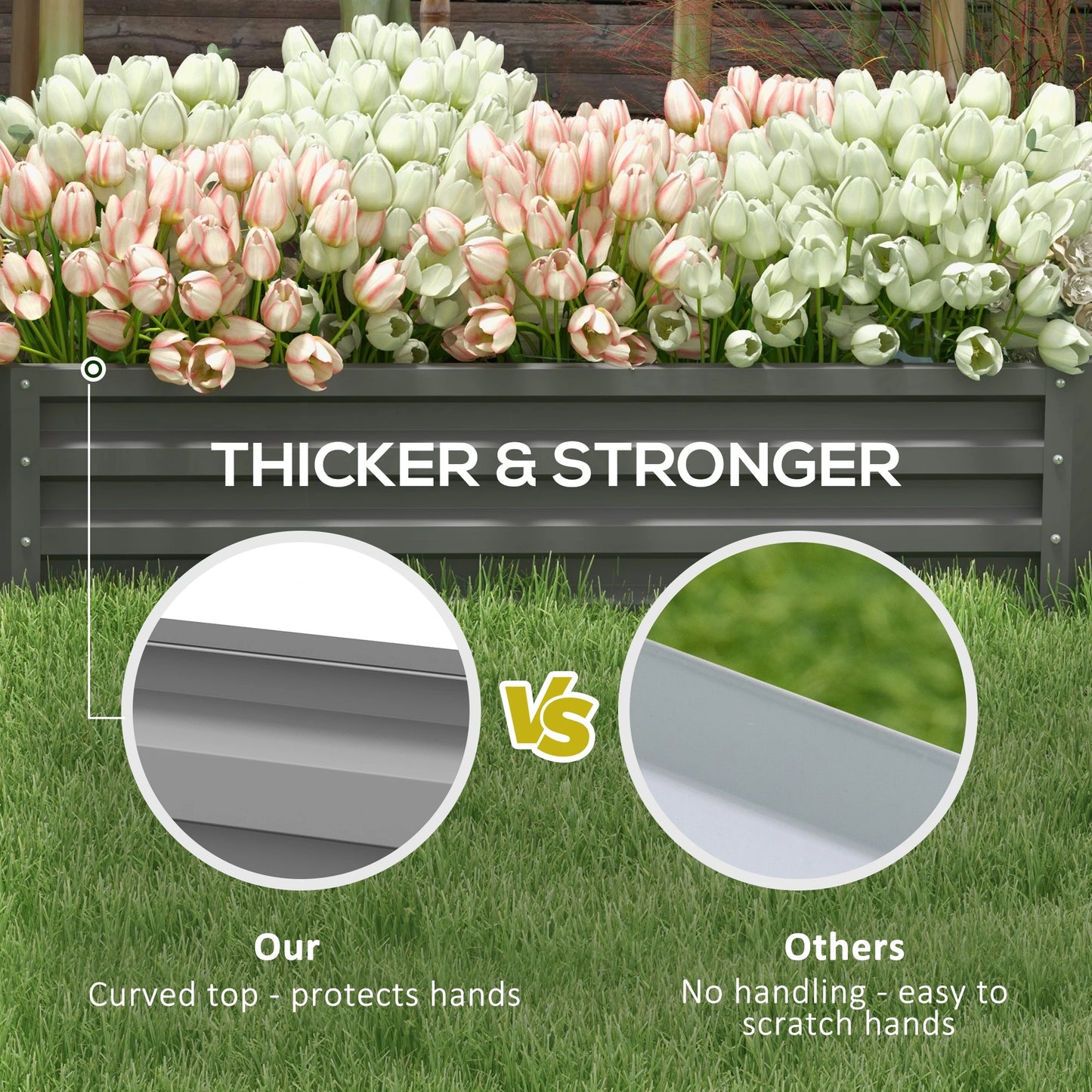 Galvanized Raised Garden Bed, Outdoor Planter Box, 4' x 2' x 1', Light Grey Galvanized Planter Boxes at Gallery Canada