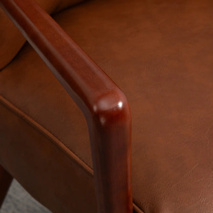 Modern Accent Chair, Faux Leather Upholstered, Wood Legs, Brown Accent Chairs at Gallery Canada
