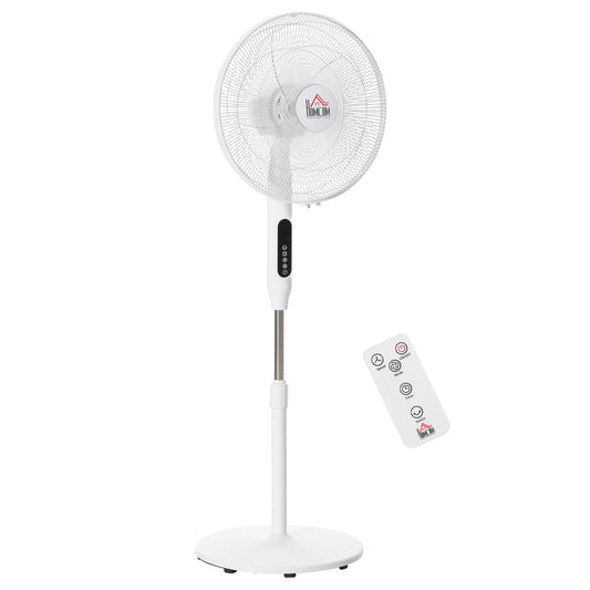 Standing Floor Fan with Remote Control, Stand Up Cooling Fan, Tall Pedestal Electric Fan for Home Bedroom, White - Gallery Canada