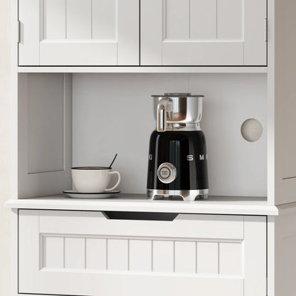 68" Tall Kitchen Buffet Hutch, 4 Doors, Drawer, Open Counter, White Kitchen Pantry Cabinets at Gallery Canada