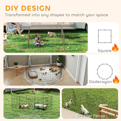 24 Inch Foldable Metal Pet Playpen, Dog Puppy Kennel Cage, 12 Panel Dog PlayPens at Gallery Canada