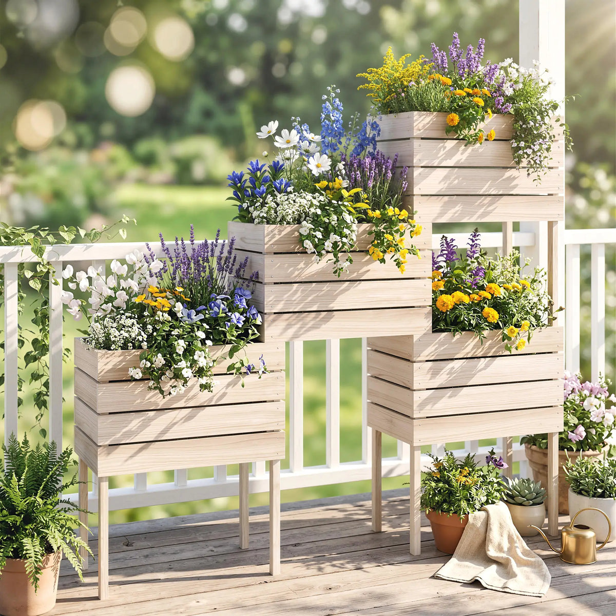 4PCS Wooden Raised Garden Beds, DIY Elevated Planter Box Kit, Indoor Outdoor Elevated Garden Beds at Gallery Canada