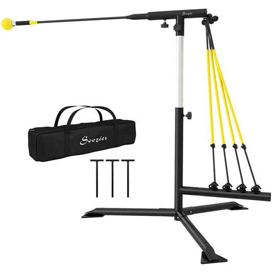 Baseball Hitting Trainer, 32.7"-43.3" Adjustable, with Bands & Bag Baseball Black, Yellow at Gallery Canada