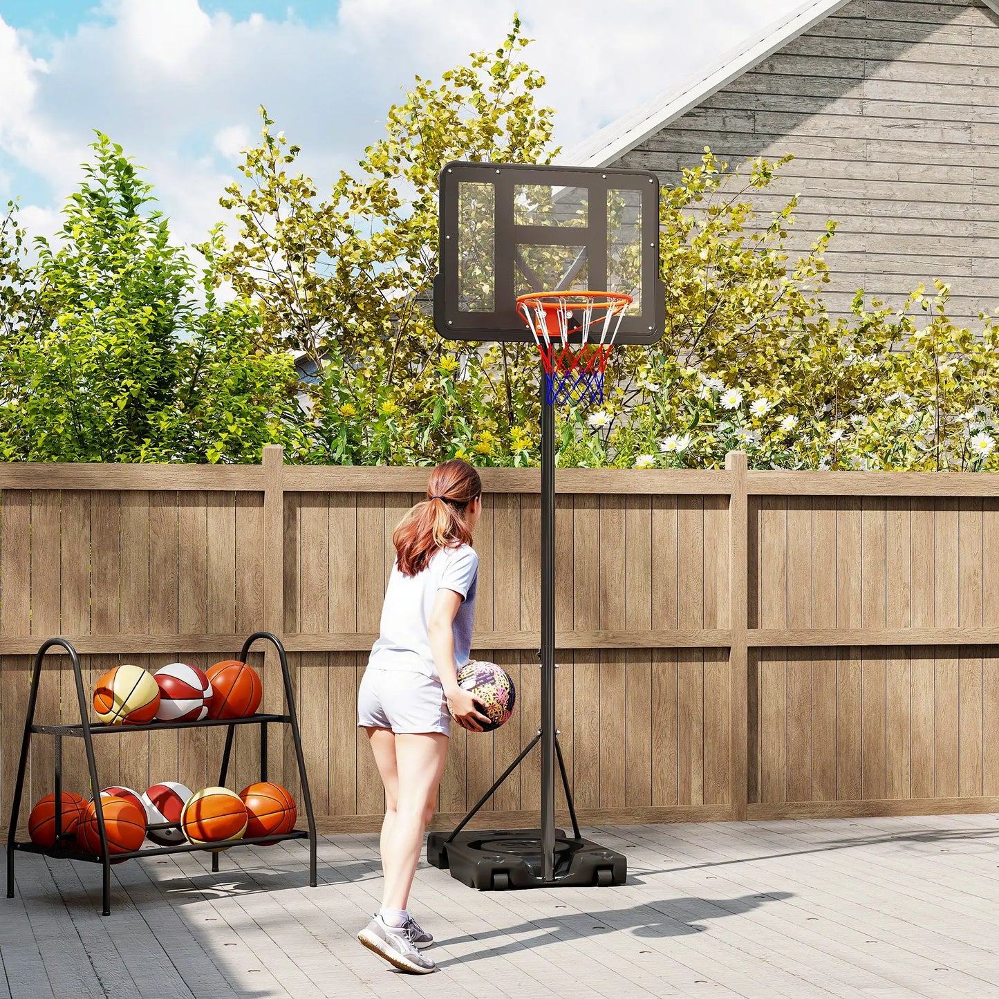 Portable Basketball Hoop, 4.6-10ft with Wheels, 43" Backboard, for Teenagers Youth Adults Basketball at Gallery Canada