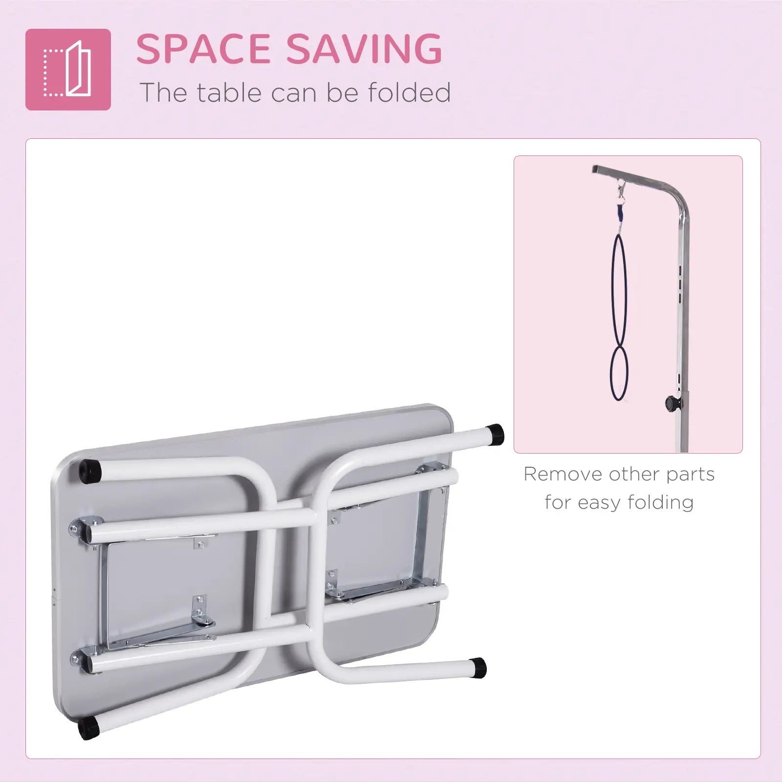 Foldable Pet Grooming Table, Adjustable Arm, Non-Slip Surface, Pink Dog Grooming Tables at Gallery Canada
