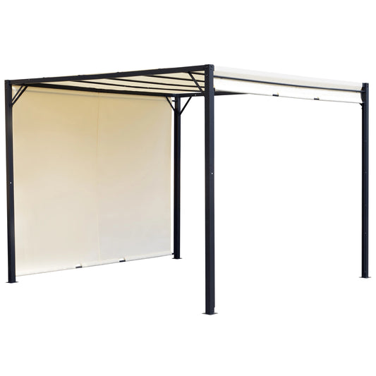 10' x 10' Steel Pergola, Retractable Water Resistant Canopy, White Cream Pergolas Cream White, black at Gallery Canada