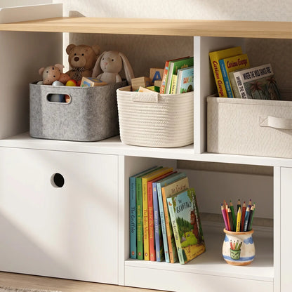 Toy Storage Organizer, 2 Drawers 3 Cubbies, White