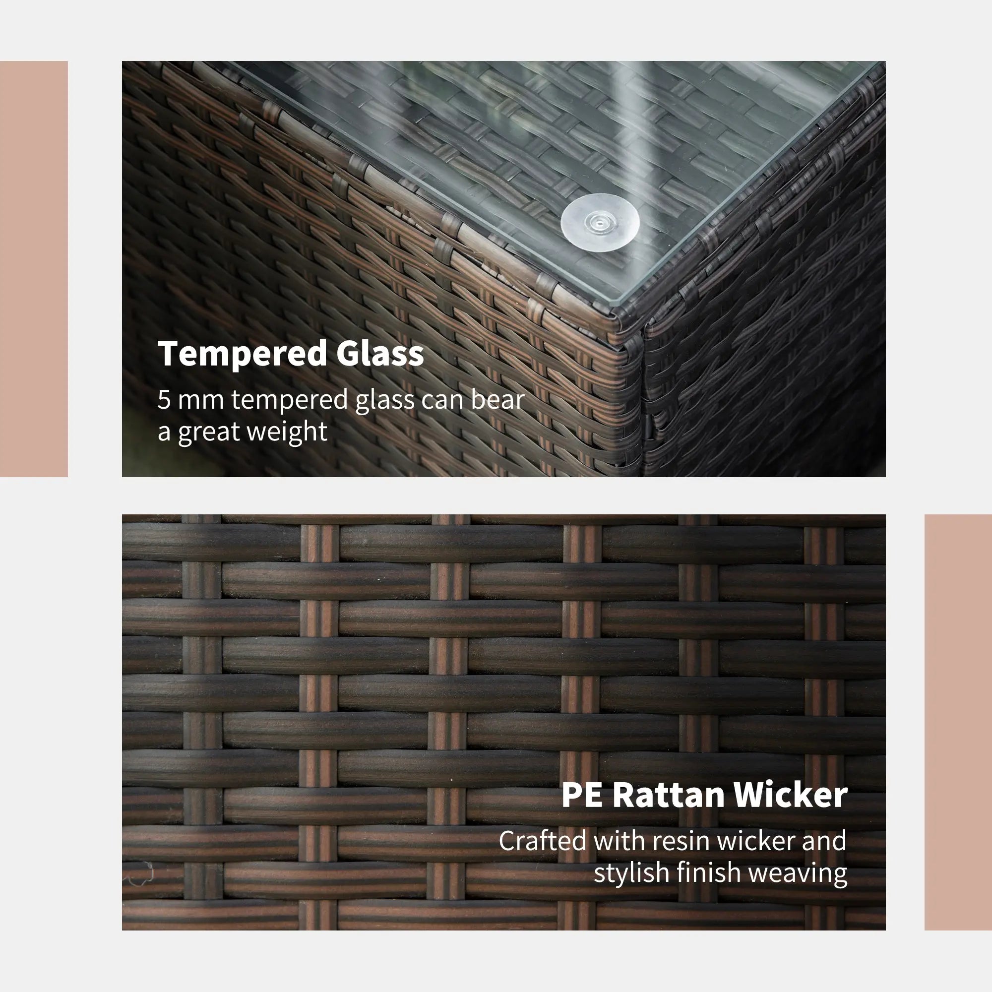Rattan Wicker Coffee Table, Glass Top, Outdoor Garden Patio Furniture, Brown Coffee Tables at Gallery Canada