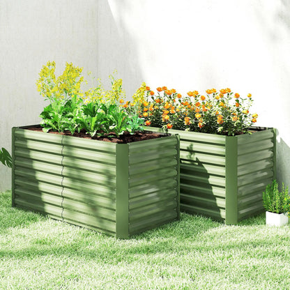 Galvanized Metal Planters Set, 4' x 2' x 2' Raised Garden Bed, Light Green Galvanized Planter Boxes at Gallery Canada